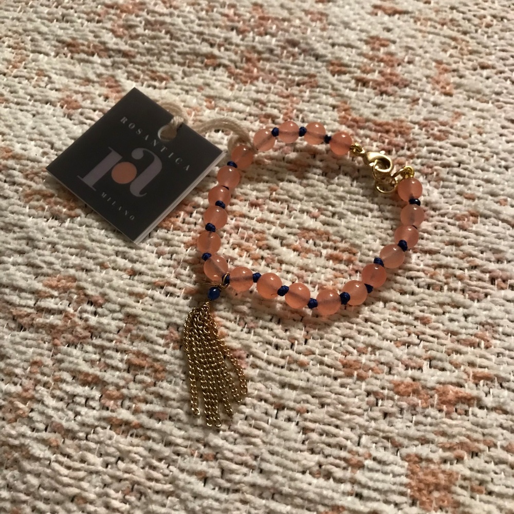 NWT Rosantica Rose QuartzBeaded Bracelet w/ Tassel